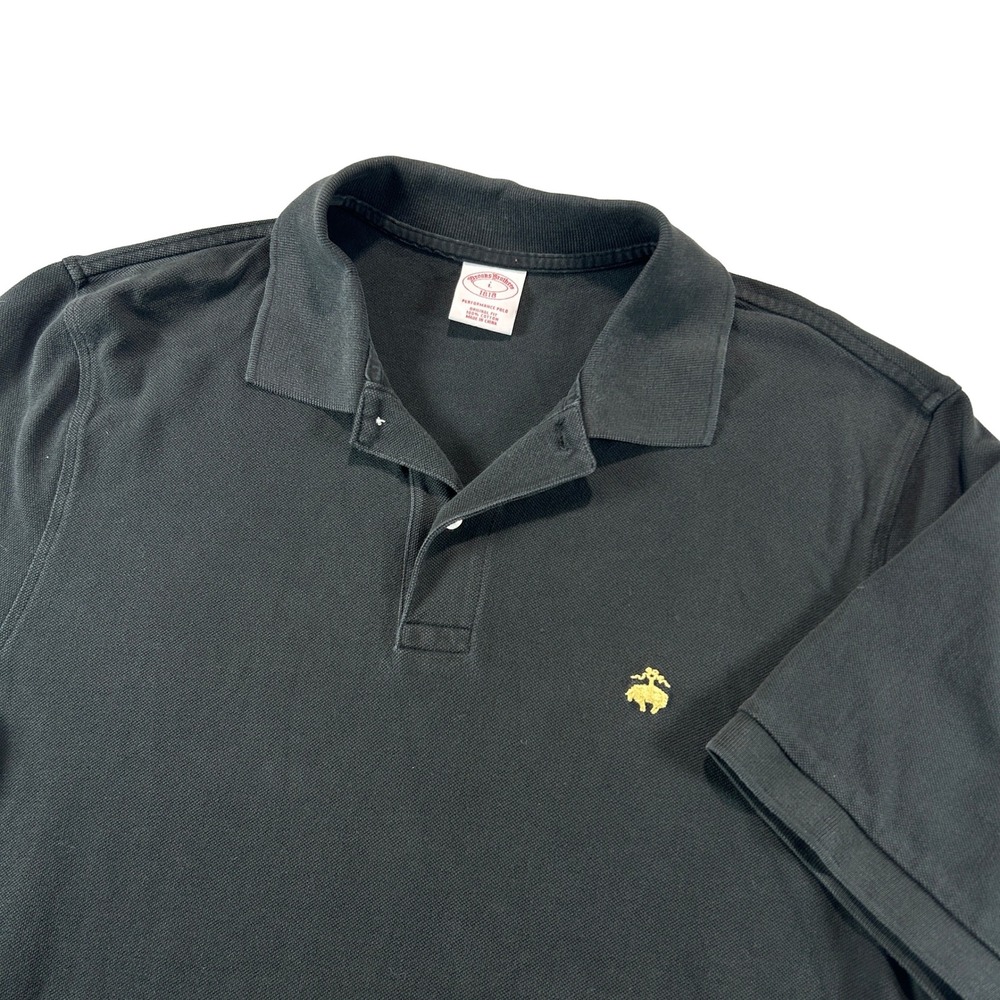 Brooks Brothers Performance Polo Mens Large Black Original Fit Golden Fleece